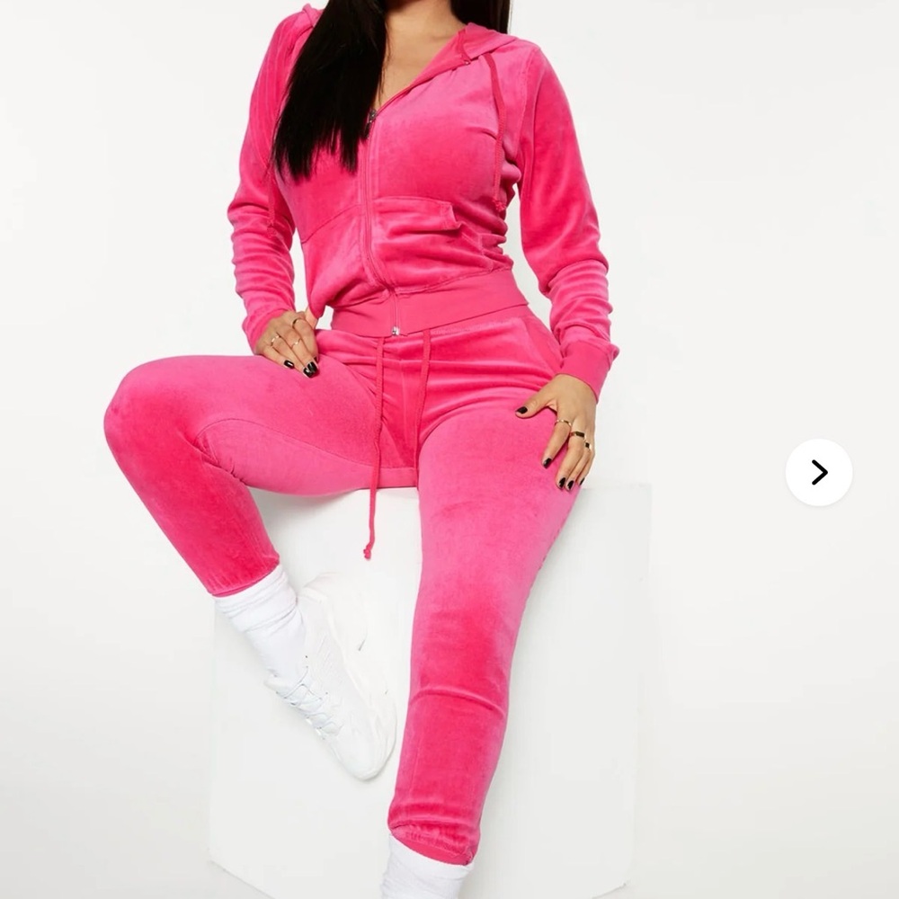 Fashion Nova Hot Pink Velour Jumpsuit